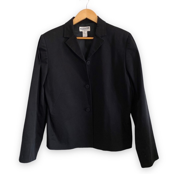 Pendleton, black button front blazer size 12 tall - Picture 1 of 7